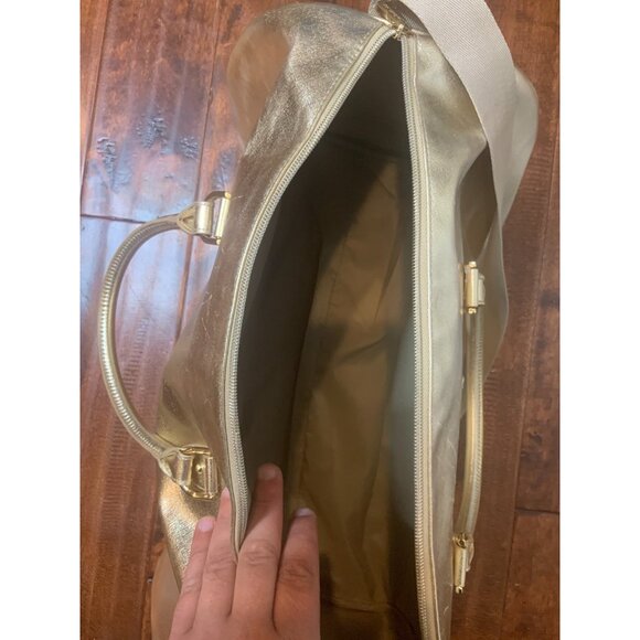 Michael Kors Shimmering Gold Leather Large Weekender Duffle Bag Purse - Picture 10 of 10